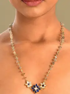 JAYPORE Silver Gold-Plated Kundan Stone Studded Necklace