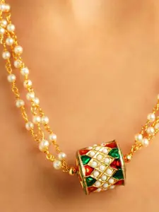 JAYPORE Stone Studded & Beaded Necklace