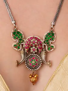 JAYPORE Brass Kundan Necklace