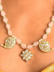 JAYPORE Pure Silver Gold-Plated Kundan Necklace