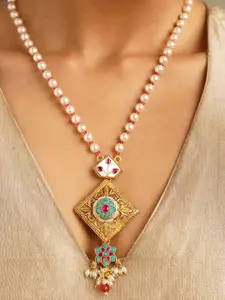 JAYPORE Brass Stone Studded Necklace