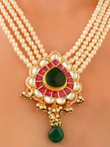 JAYPORE Gold-Plated Kundan Studded Necklace