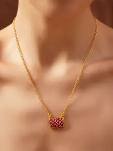 JAYPORE Gold-Plated Faux Ruby Studded Necklace