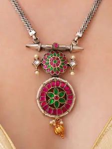 JAYPORE Kundan Studded & Beaded Necklace