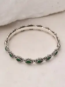 JAYPORE Set of  2 Oxidized Stone-Studded Bangles