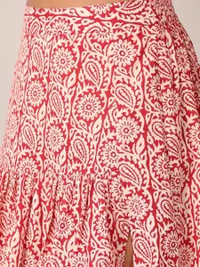 V-Mart Printed Flared Midi Skirt