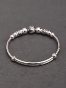 JAYPORE Silver Beaded Oxidised Kada Bangle