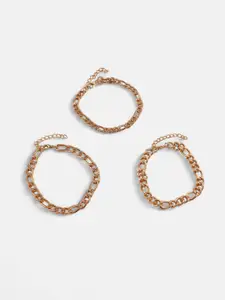 SOHI Set Of 3 Gold-Plated The Chainlink Link Bracelet