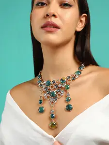SOHI Gold-Plated Stone Studded The Supernova Statement Necklace