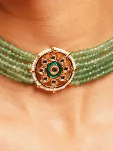 JAYPORE Stone Studded & Beaded Necklace