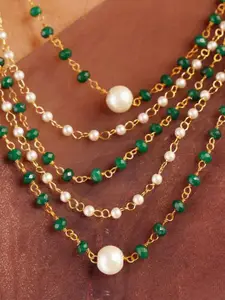 JAYPORE Brass Stone Studded Necklace