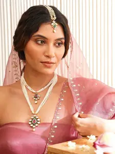 JAYPORE Kundan Studded Layered Necklace