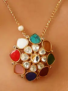 JAYPORE Brass Kundan Necklace