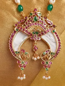 JAYPORE Stone Studded & Beaded Necklace