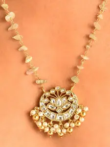 JAYPORE Silver Gold-Plated Kundan Necklace