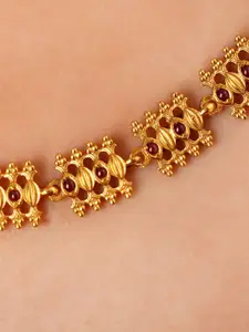 JAYPORE Gold-Plated Faux Ruby Studded Necklace