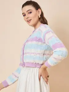 KASMA Women Self Design Striped Woollen Sweaters