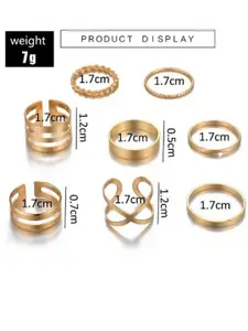 YU FASHIONS Pack Of 8 Gold-Plated Emerald Snake Korean Finger Ring