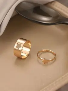 YU FASHIONS Set Of 2 Gold-Plated Finger Rings