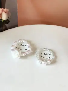 YU FASHIONS Set Of 2 Stainless Steel Beaded Rings