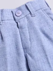 LITTLE COLLARS Boys Self Design Shirt With Trousers & Waistcoat