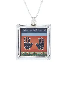 Exotic India Lotus Hands of Lord Rama Pendant (Sterling Silver Pendant handcrafted)
