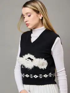 KASMA Women Humour and Comic Woollen Sweater Vest