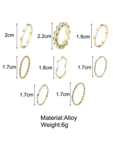 YU FASHIONS Pack Of 8 Gold-Plated Finger Ring
