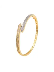 Voylla Gold-Plated Dazzling Dual Tone American Diamond Stone Studded Cuff Bracelet