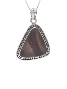 Exotic India Sterling Silver Triangle Shape Pendant