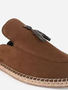 Styli Men Brown Round Toe Comfort Insole Faux Suede Espadrilles With Tassel