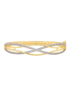 Voylla Gold-Plated Dazzling American Diamond Stone Studded Cuff Bracelet