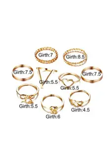 YU FASHIONS Set Of 9 Gold-Plated Stainless Steel Finger-Ring