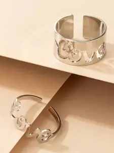 YU FASHIONS Pack Of 2 Silver Plated Finger Rings