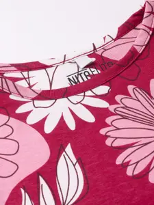 Nite Flite Girls Floral Printed Pure Cotton T-shirt Nightdress
