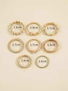 YU FASHIONS Set Of 8 Gold-Plated Stainless steel Finger Ring