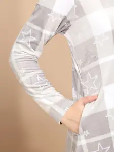 Sweet Dreams Women Checked Maxi Nightdress