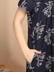 Sweet Dreams Women Floral Printed Pure Cotton Maxi Nightdress