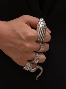 YU FASHIONS Set Of 4 Silver-Plated Stainless Steel Finger Ring