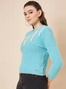 KASMA Women Woollen Self Design Pullover Sweater