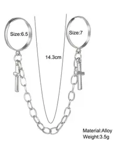 YU FASHIONS Sliver-Plated Stainless Steel Joint Cross Dual Couple Friend Ring