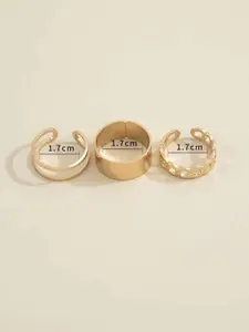 YU FASHIONS Set Of 3 Gold-Plated Stainless Steel Finger Ring