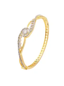 Voylla Gold-Plated Glimmering American Diamond Stone Studded Bangle-Style Bracelet