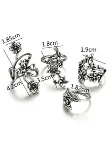 YU FASHIONS Set Of 4 Silver-Plated Finger-Rings