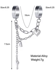 YU FASHIONS Set Of 2 Sliver-Plated Dual Joined Stainless Steel Finger Rings