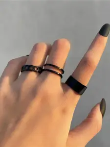 YU FASHIONS Set Of 3 Vintage Stainless Steel Finger Ring