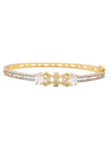 Voylla Gold-Plated Festive Charm American Diamond Stone Studded Cuff Bracelet
