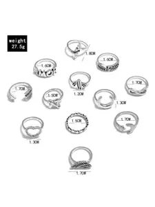 YU FASHIONS Set Of 12 Silver-Plated Stainless Steel Finger-Ring