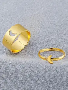 YU FASHIONS Set Of 2 Gold-Plated Stainless Steel Finger Ring