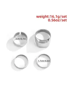 YU FASHIONS Set Of 4 Stainless Steel Finger Rings